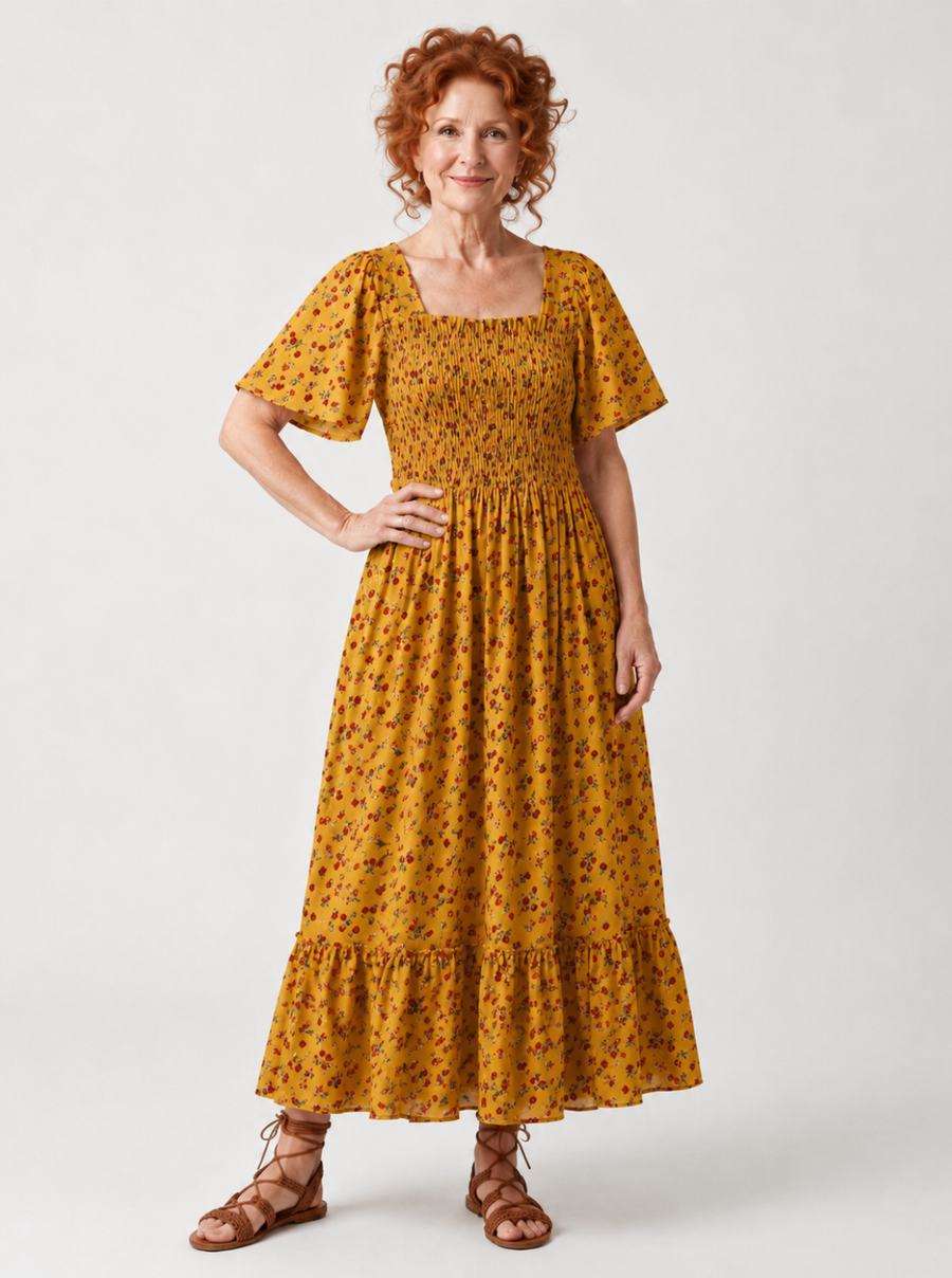 Isabella™ | Elegant Floral Midi Dress