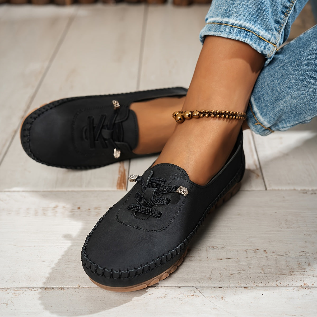 Albertine | Mocassin Souple à Lacets Élastiques