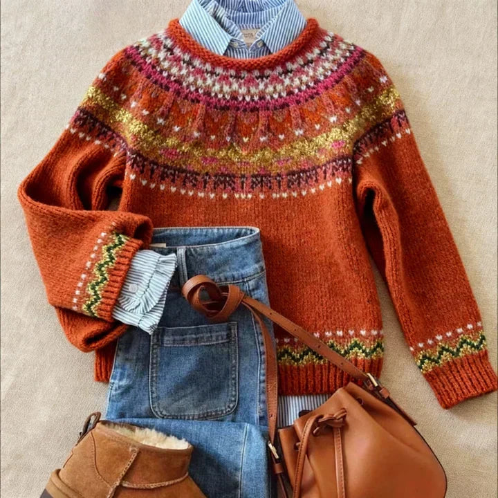 Mathilde | Pull en Maille Douce Motif Nordique