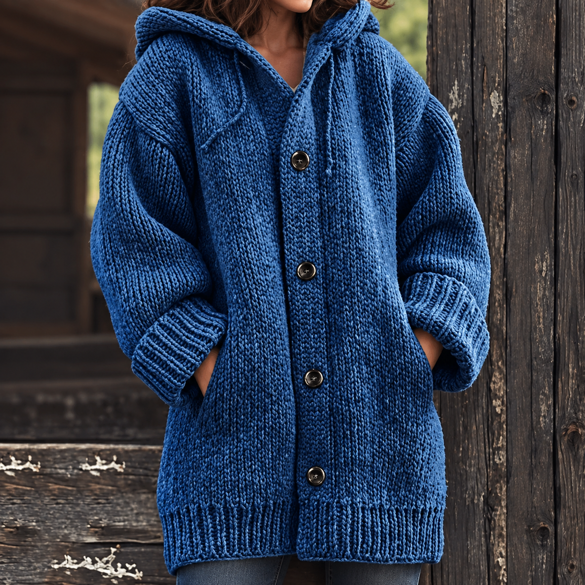 Roxelane | Cardigan Long Tricot à Capuche