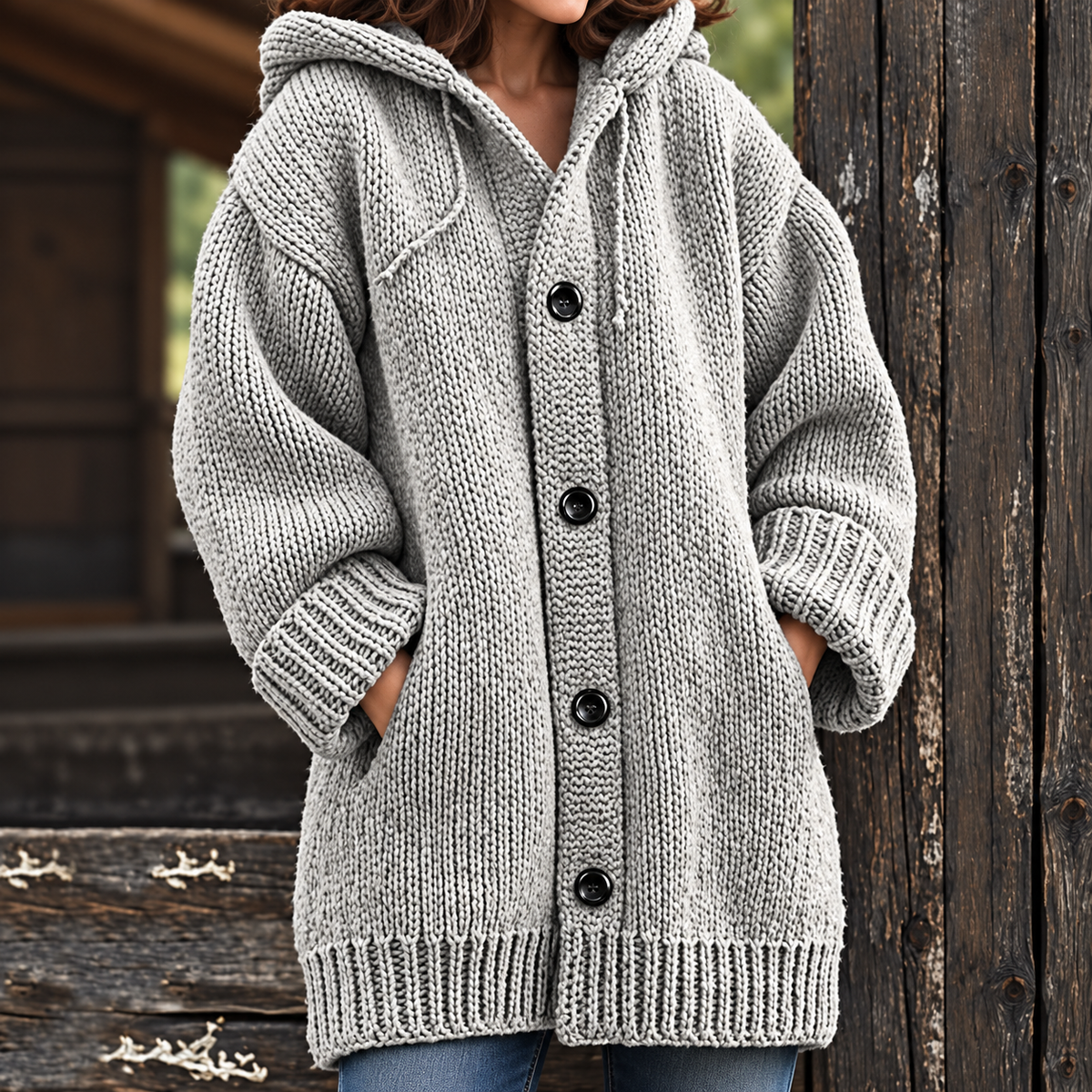 Roxelane | Cardigan Long Tricot à Capuche