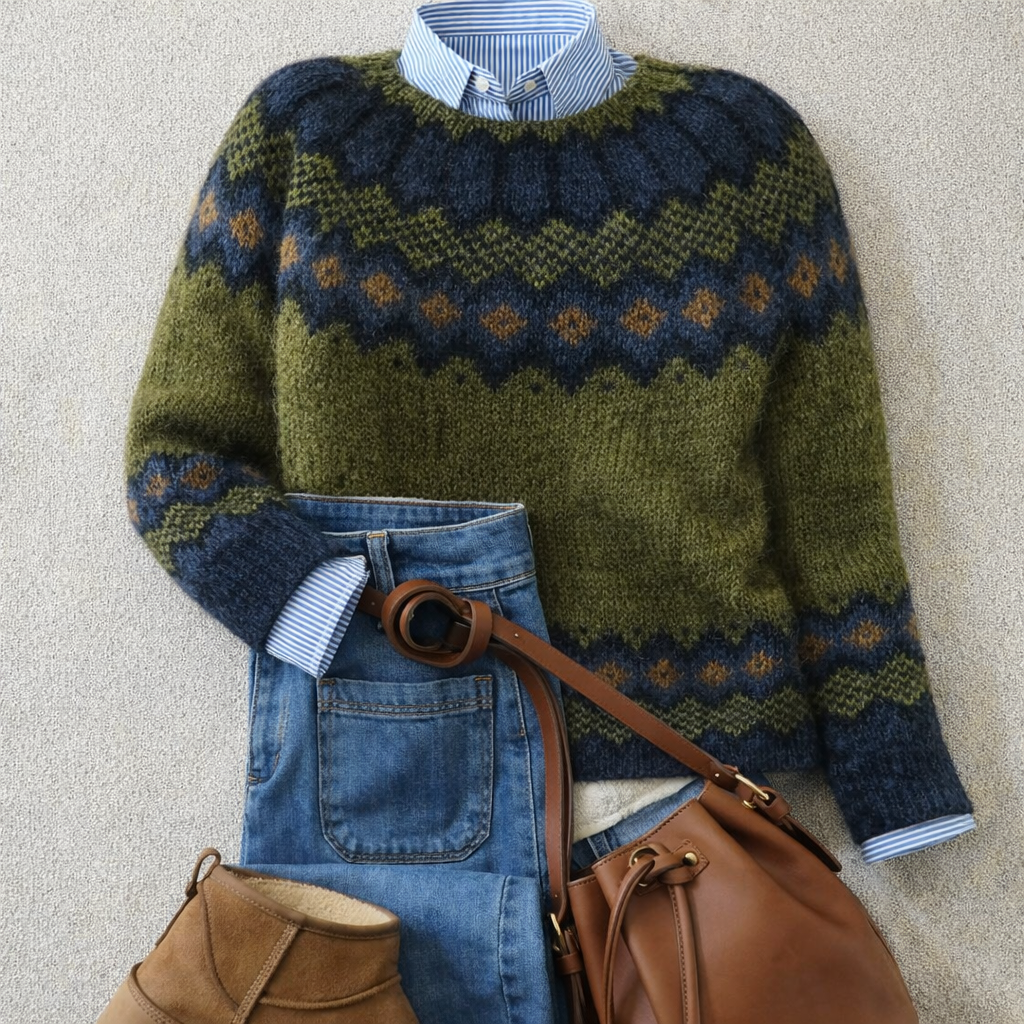 Mathilde | Pull en Maille Douce Motif Nordique