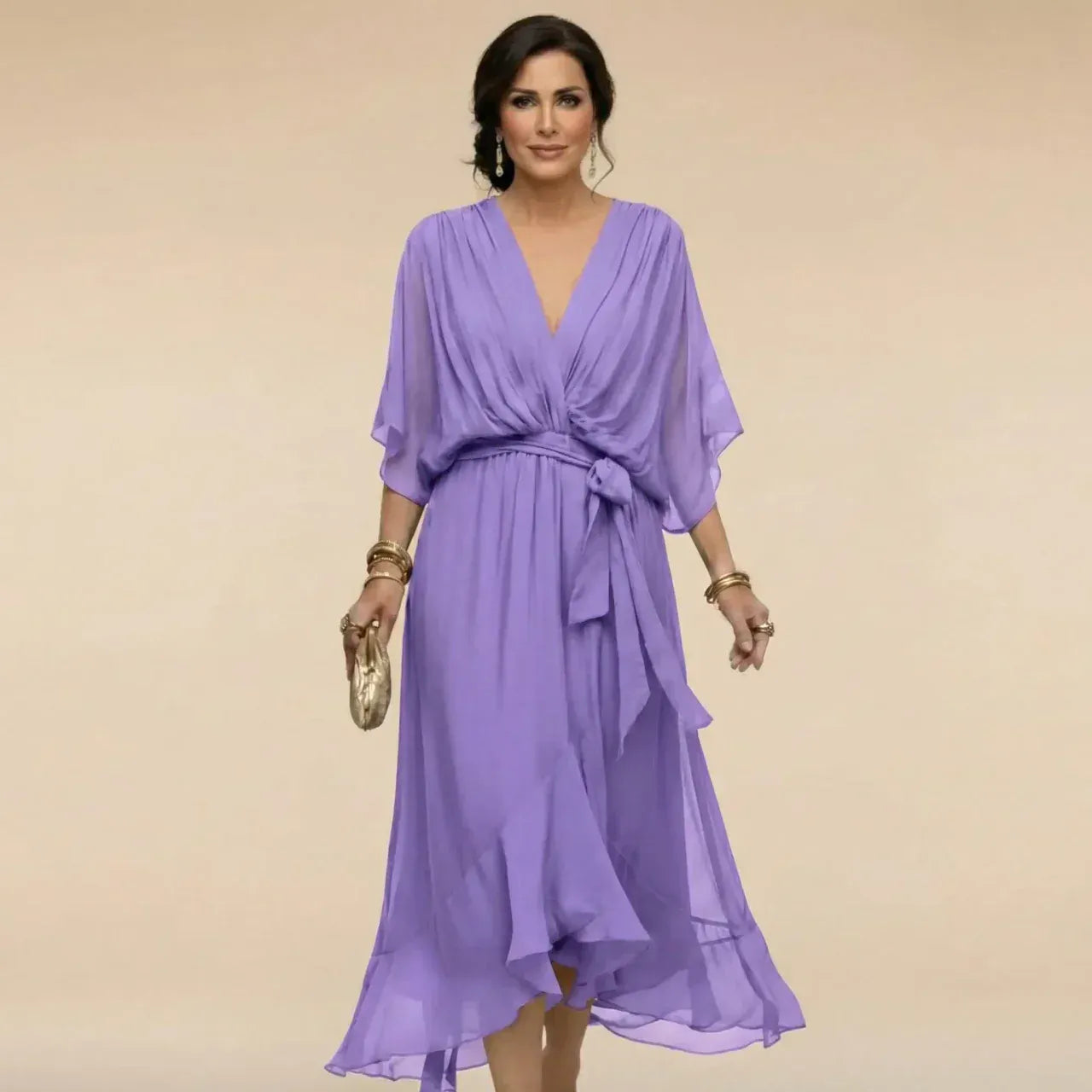 Laura™ | Robe en chiffon à décolleté en V