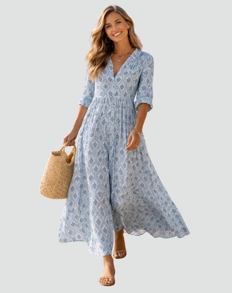 Bérengère | Robe Longue Imprimée Fluide