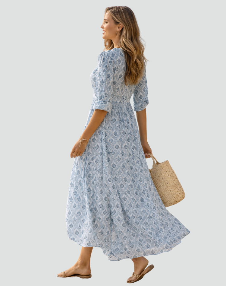 Bérengère | Robe Longue Imprimée Fluide