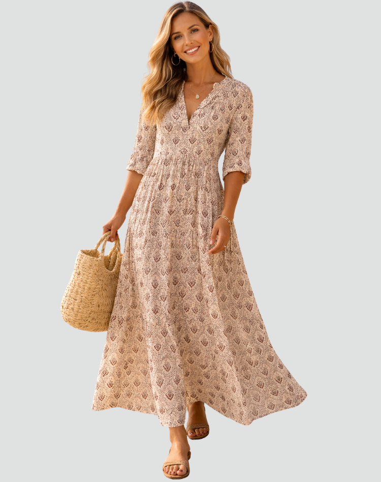 Bérengère | Robe Longue Imprimée Fluide