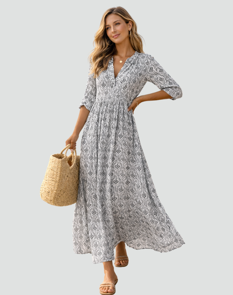 Bérengère | Robe Longue Imprimée Fluide