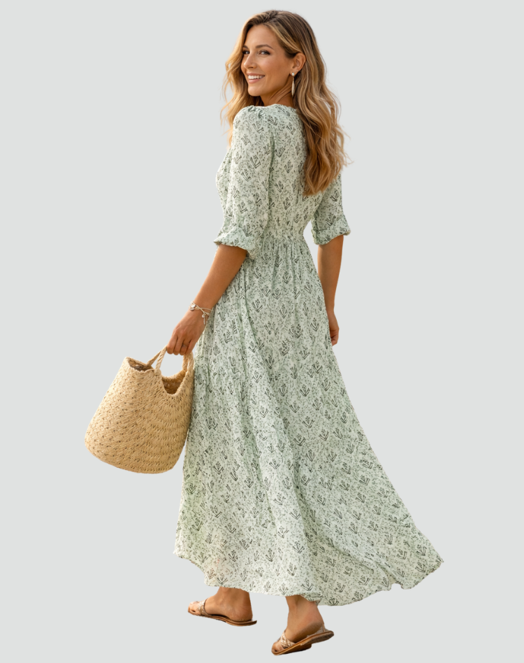 Bérengère | Robe Longue Imprimée Fluide