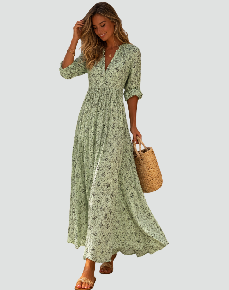 Bérengère | Robe Longue Imprimée Fluide