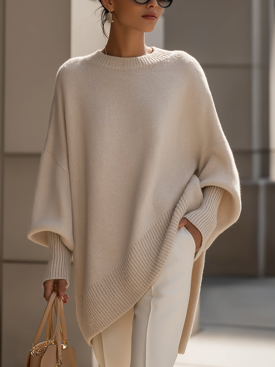 Victoire | Pull Oversize Asymétrique à Manches Chauve-Souris
