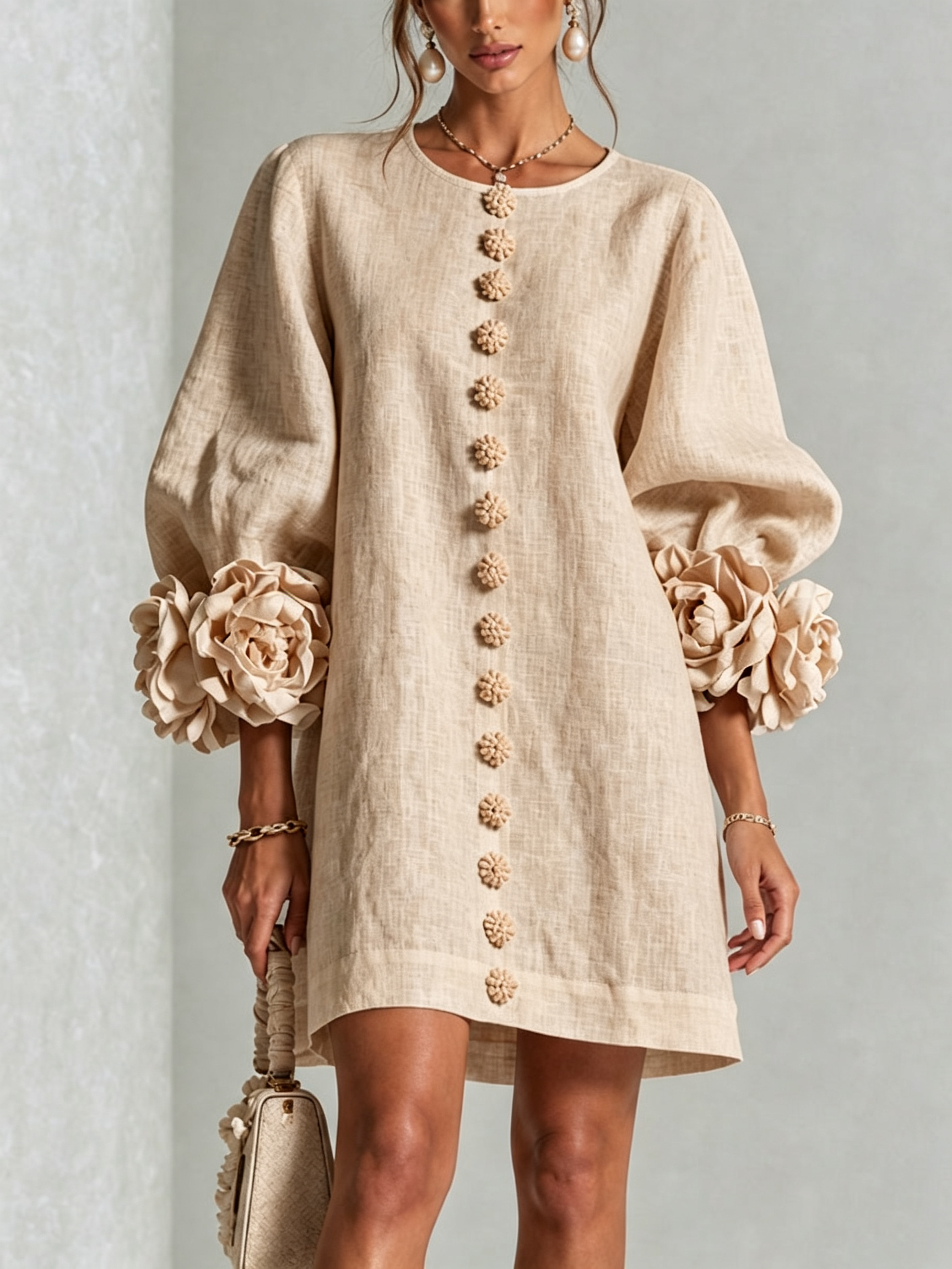 Bathilde | Robe Courte Manches Fleuries