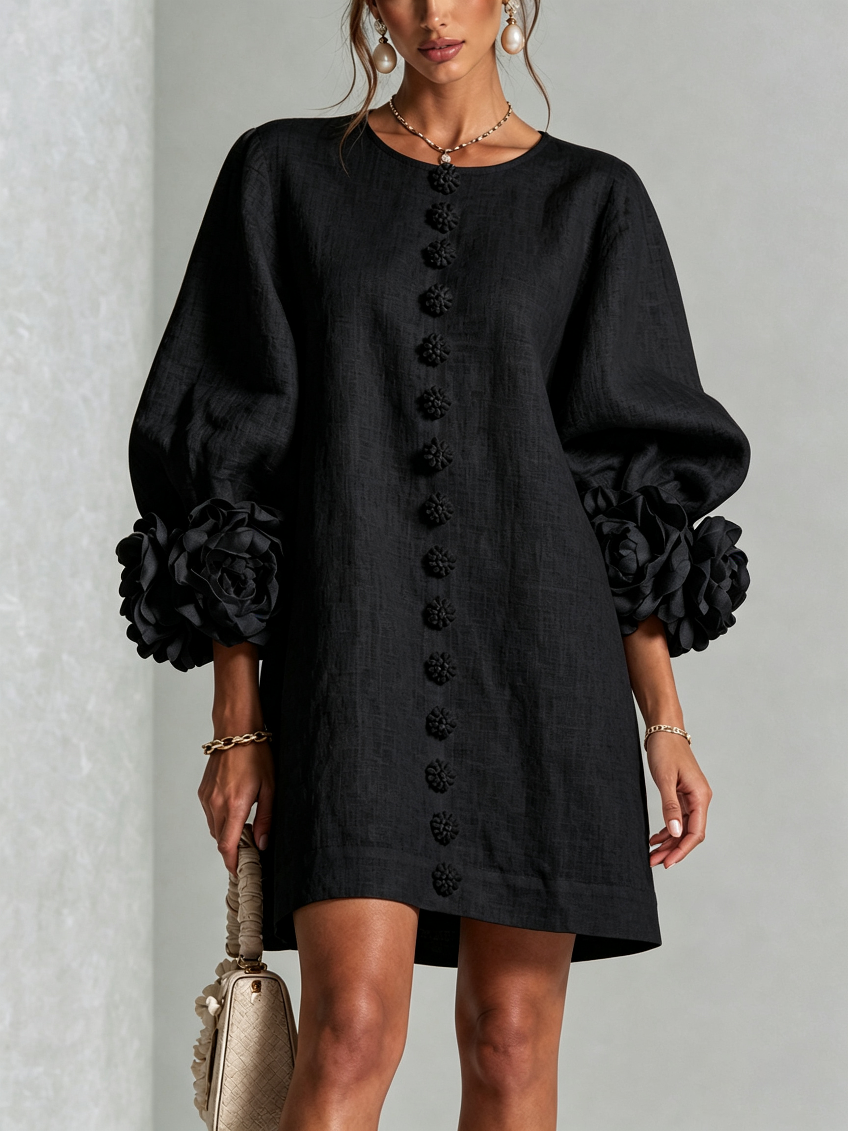 Bathilde | Robe Courte Manches Fleuries