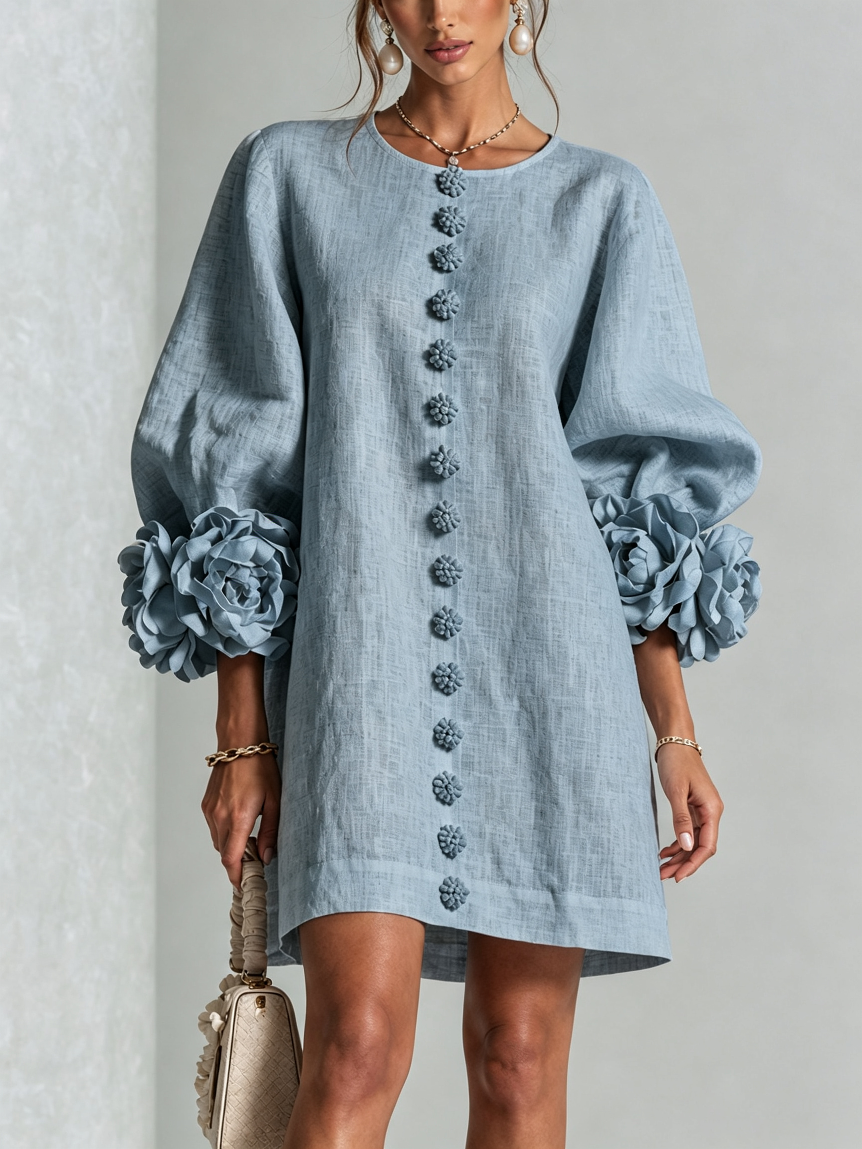 Bathilde | Robe Courte Manches Fleuries