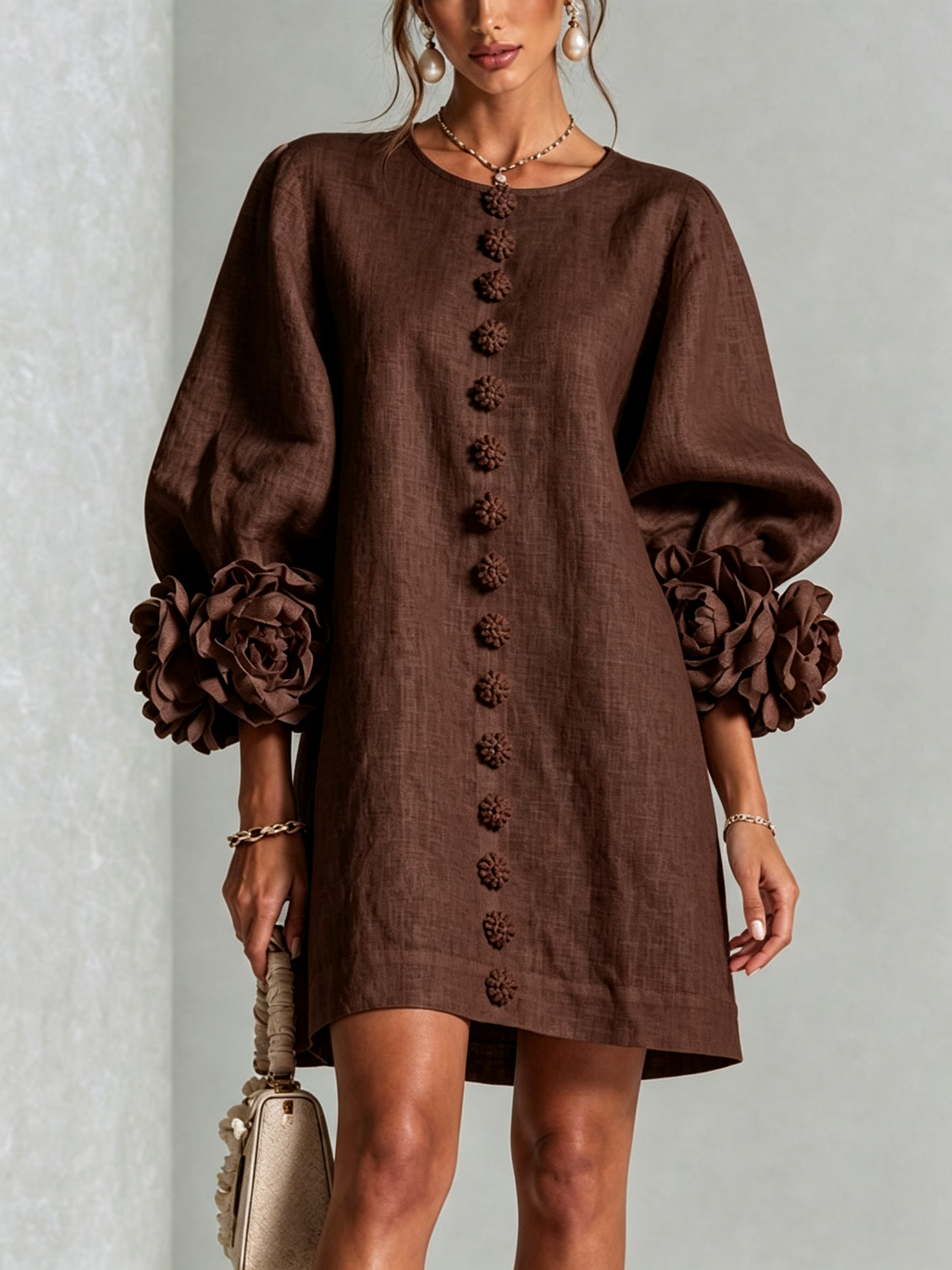 Bathilde | Robe Courte Manches Fleuries
