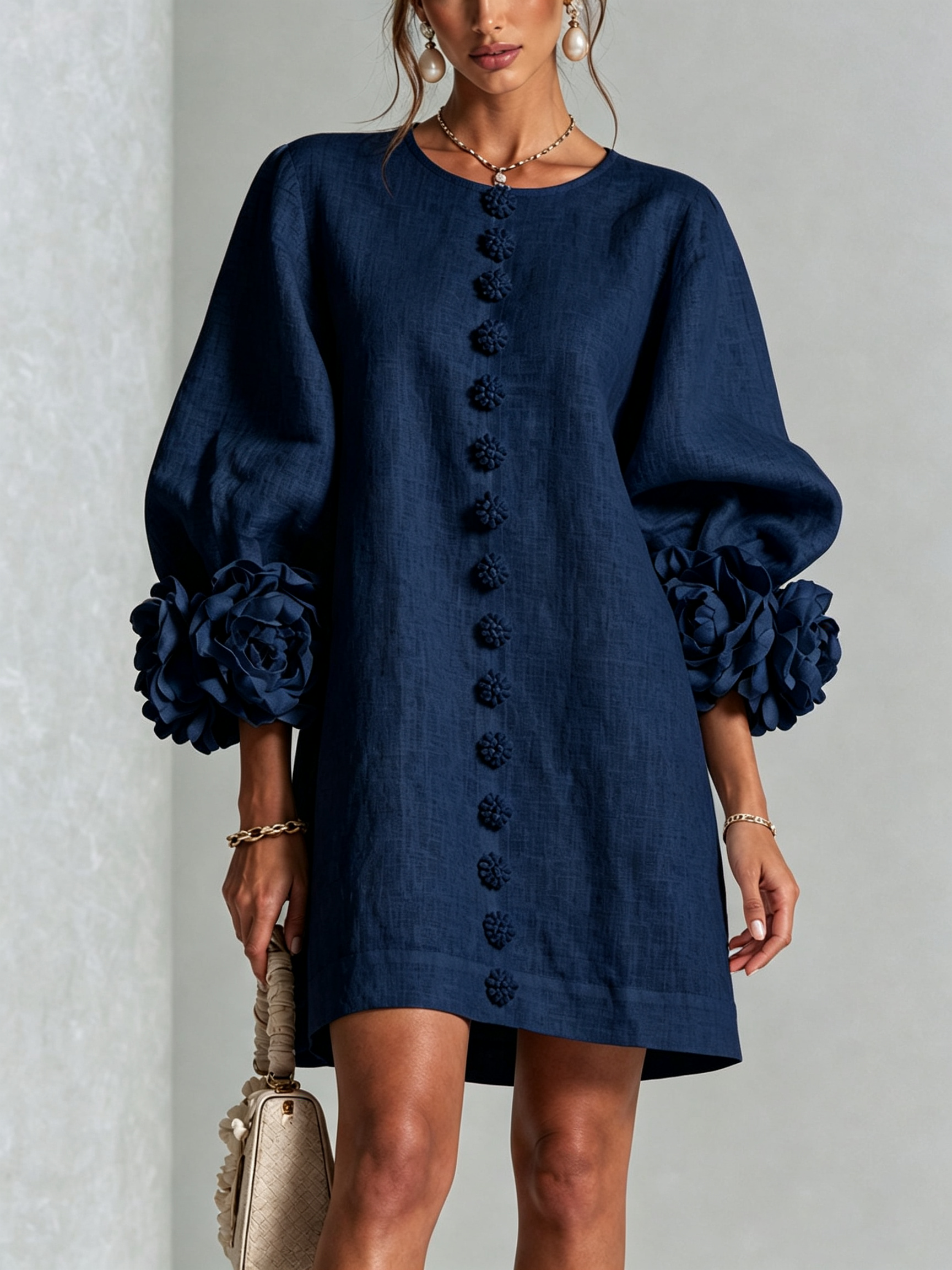 Bathilde | Robe Courte Manches Fleuries