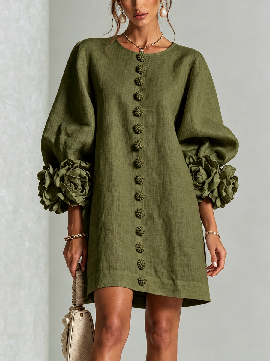 Bathilde | Robe Courte Manches Fleuries