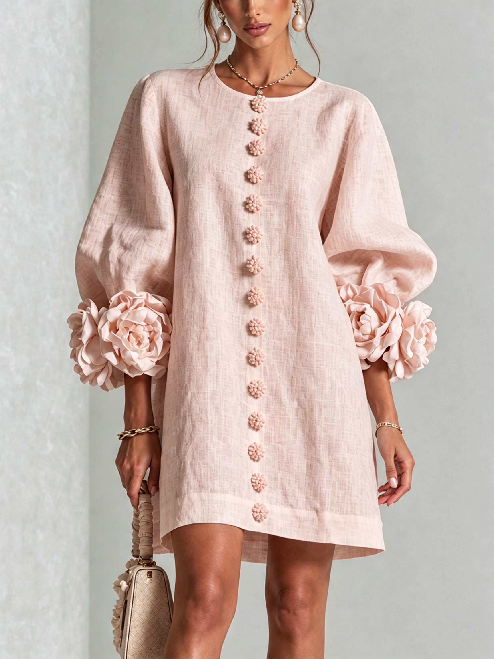 Bathilde | Robe Courte Manches Fleuries