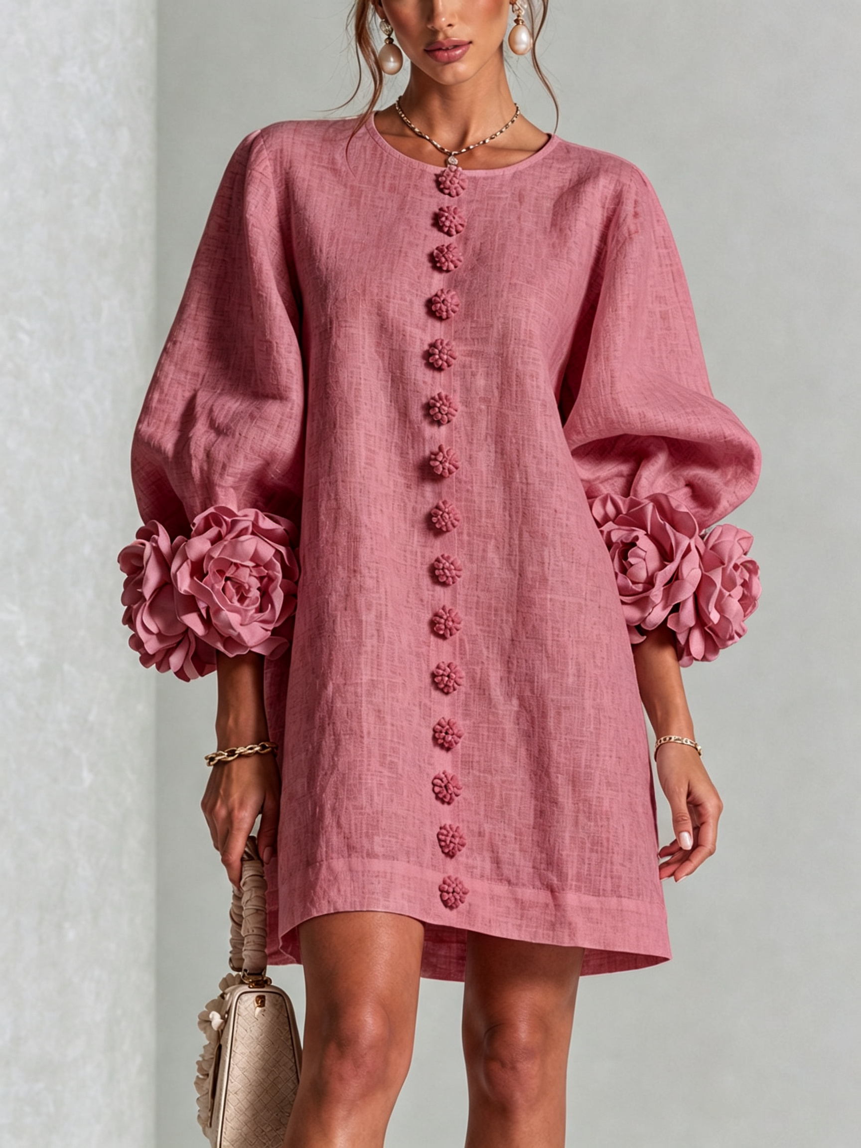 Bathilde | Robe Courte Manches Fleuries