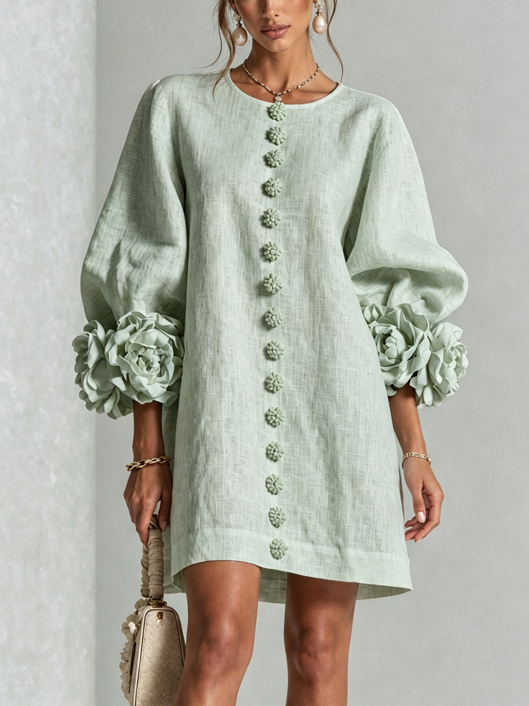 Bathilde | Robe Courte Manches Fleuries