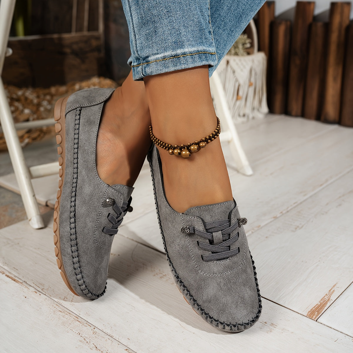 Albertine | Mocassin Souple à Lacets Élastiques