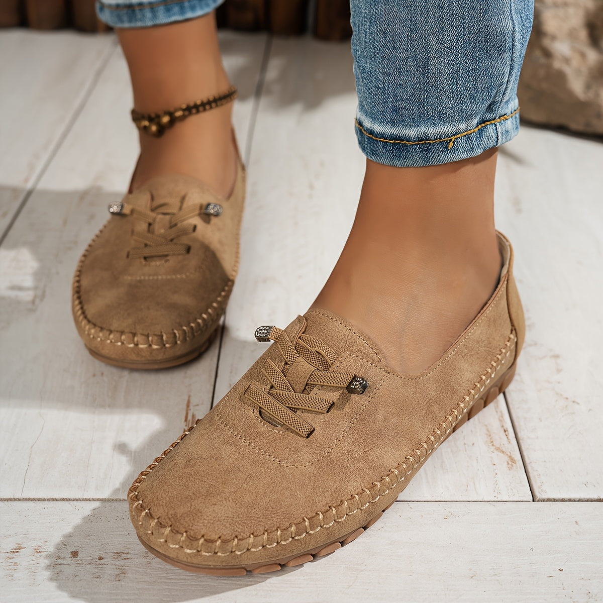 Albertine | Mocassin Souple à Lacets Élastiques