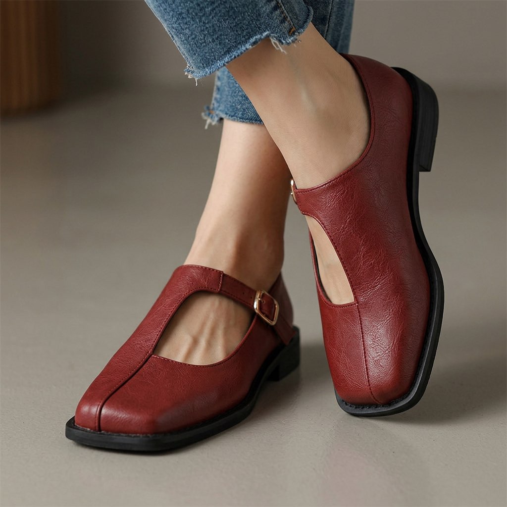 Léonore | Mocassin T-Bar en Cuir