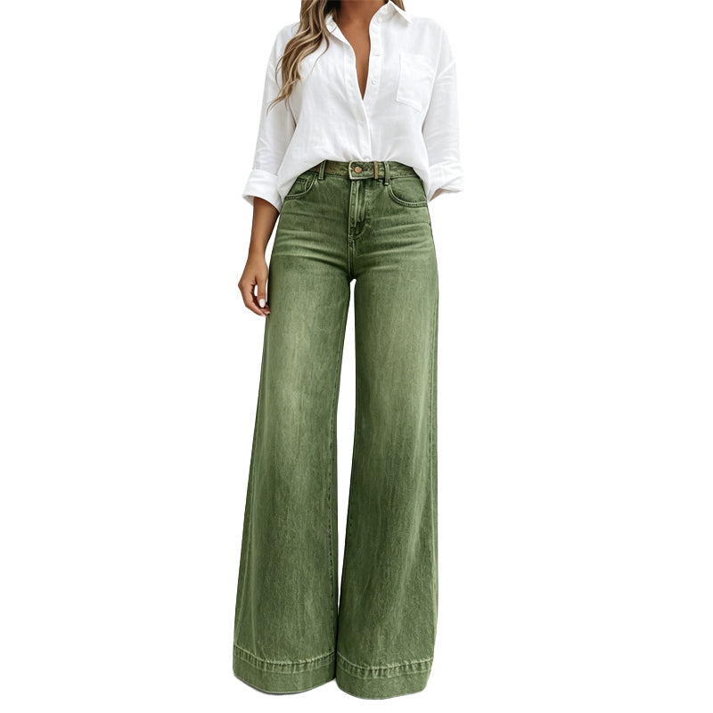Apolline | Jean Large Taille Haute Délavé