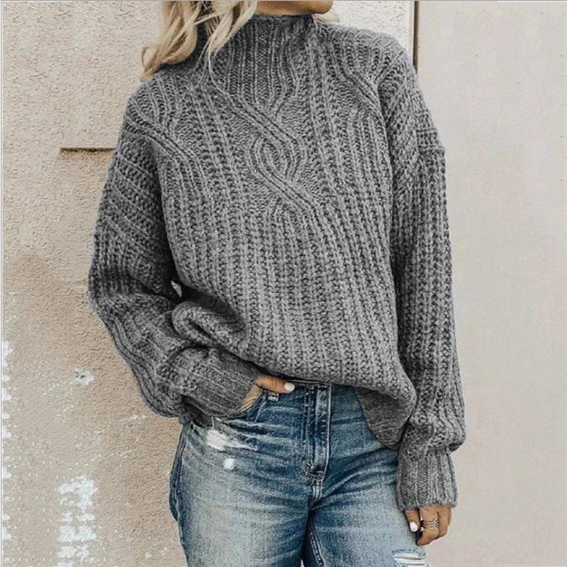 Octavie | Pull Col Montant en Grosse Maille Torsadée